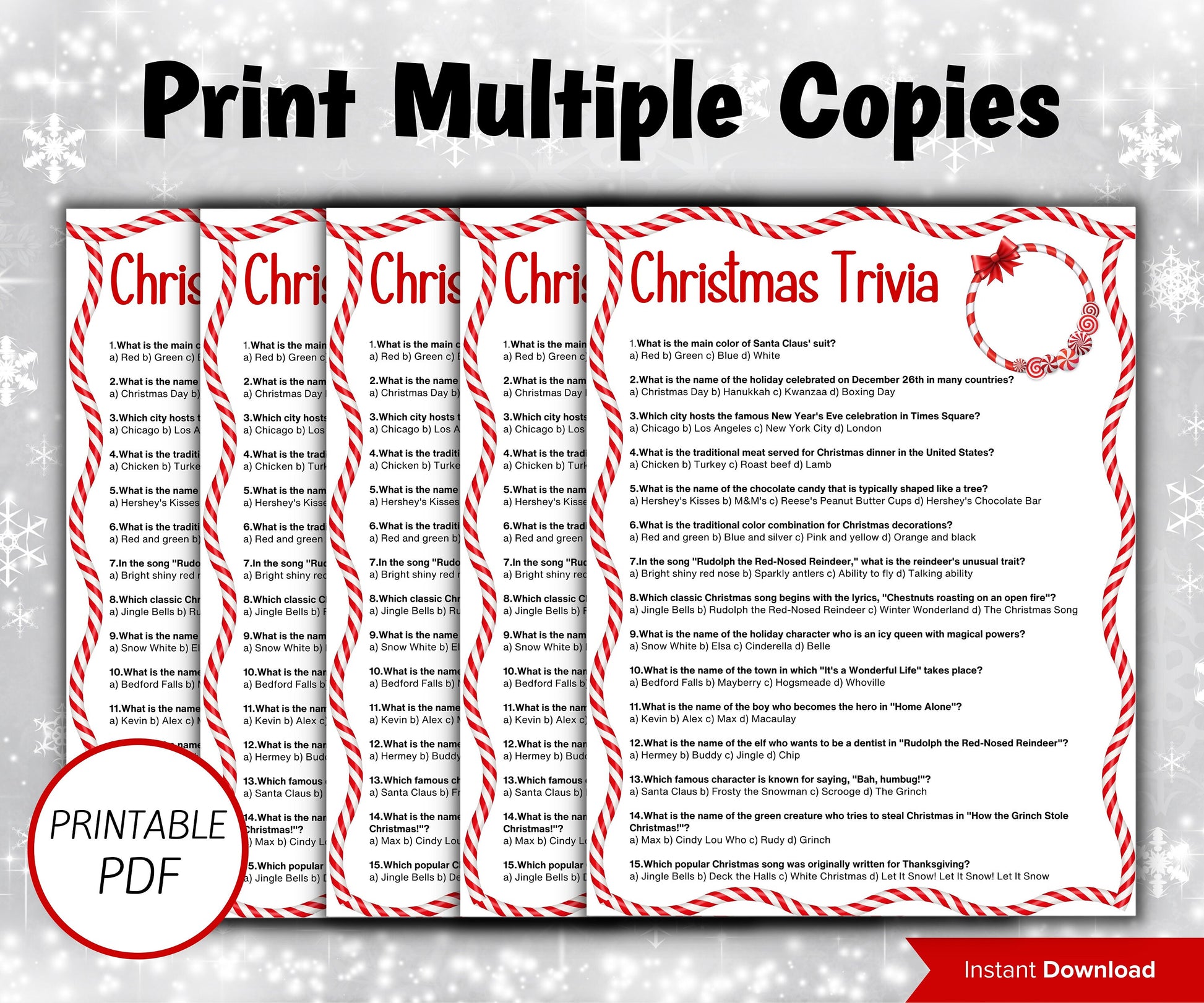 Trivia Printable I Fun Christmas Trivia Game | Christmas Trivia Bundle | Christmas Printable Game | Christmas Games For Kids | Family Games-Christmas -TheHustlingCatLady-Party Games