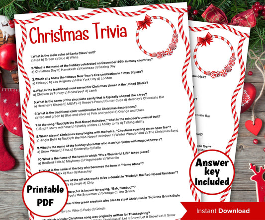 Trivia Printable I Fun Christmas Trivia Game | Christmas Trivia Bundle | Christmas Printable Game | Christmas Games For Kids | Family Games-Christmas -TheHustlingCatLady-Party Games