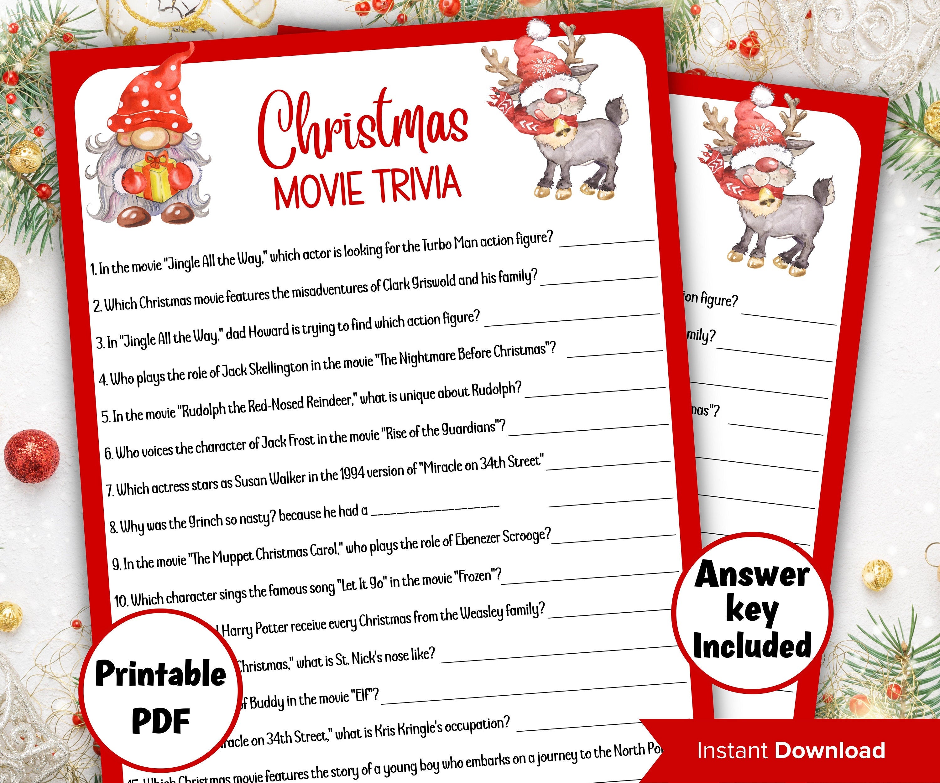 Fun Christmas Party Game | Printable Movie Trivia | Holiday Party Game | Christmas Day | Family Christmas Game | Kids & Adults I Church Xmas-Christmas -TheHustlingCatLady-Party Games