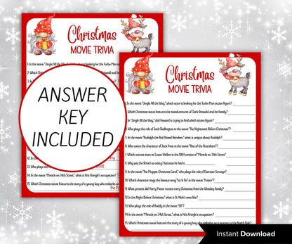 Fun Christmas Party Game | Printable Movie Trivia | Holiday Party Game | Christmas Day | Family Christmas Game | Kids & Adults I Church Xmas-Christmas -TheHustlingCatLady-Party Games