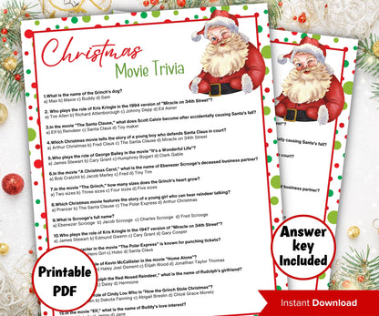 Holiday Party Game | Printable Movie Trivia | Fun Christmas Party Game | Christmas Day | Family Christmas Game | Kids & Adults I Church Xmas-Christmas -TheHustlingCatLady-Party Games