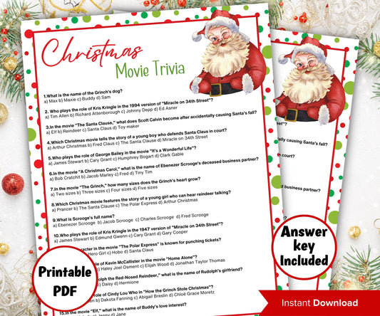 Holiday Party Game | Printable Movie Trivia | Fun Christmas Party Game | Christmas Day | Family Christmas Game | Kids & Adults I Church Xmas-Christmas -TheHustlingCatLady-Party Games