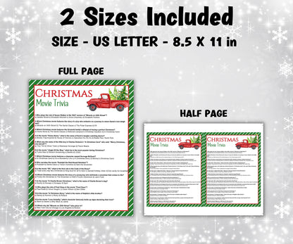 Christmas Movie Trivia | Holiday Party Games | Family Christmas Game | Printable Trivia | Holiday Trivia | Christmas Day | Kids & Adults-Christmas -TheHustlingCatLady-Party Games