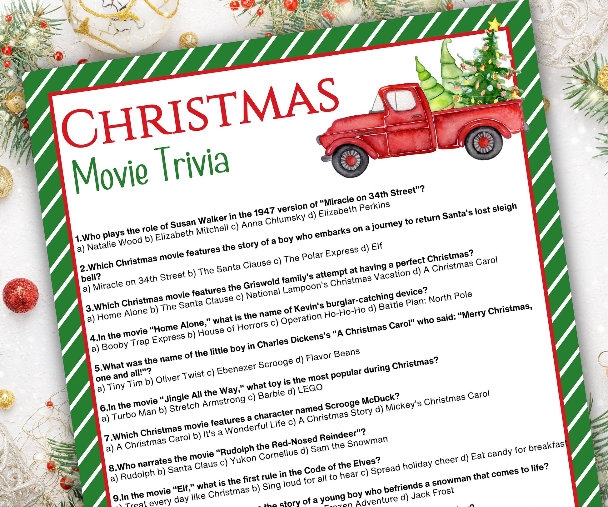 Christmas Movie Trivia | Holiday Party Games | Family Christmas Game | Printable Trivia | Holiday Trivia | Christmas Day | Kids & Adults-Christmas -TheHustlingCatLady-Party Games