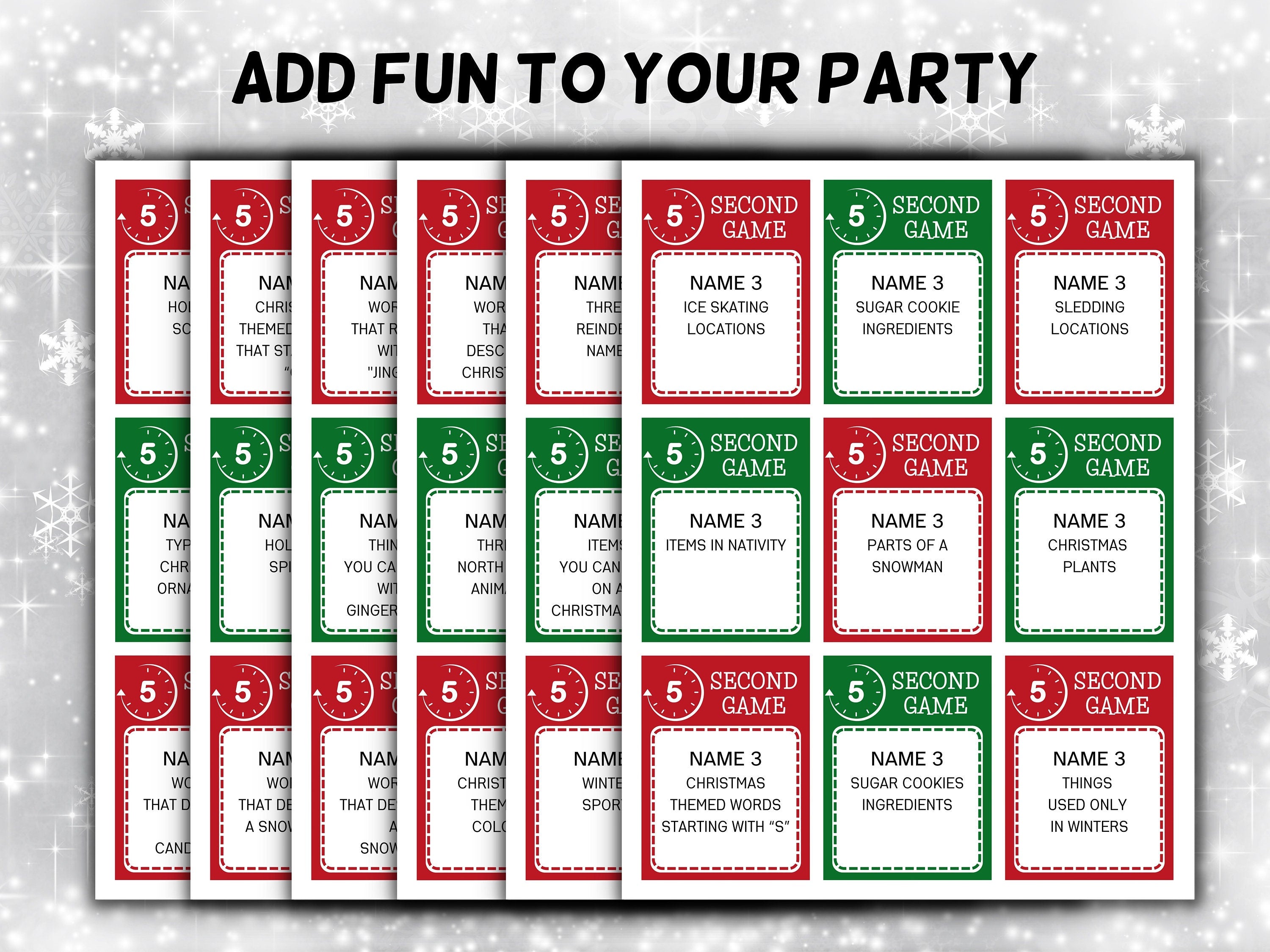 5 second christmas game I Office Coworkers Game I Festive Brunch Ideas I Office game Night I Printable Xmas Party I Classroom Christmas-Christmas -TheHustlingCatLady-Party Games