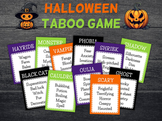 Taboo Halloween I Halloween Party Game I Halloween Activities I Family Game I Games for Teens I Halloween Card Game I Family Game Night-Halloween Printables -TheHustlingCatLady-Party Games