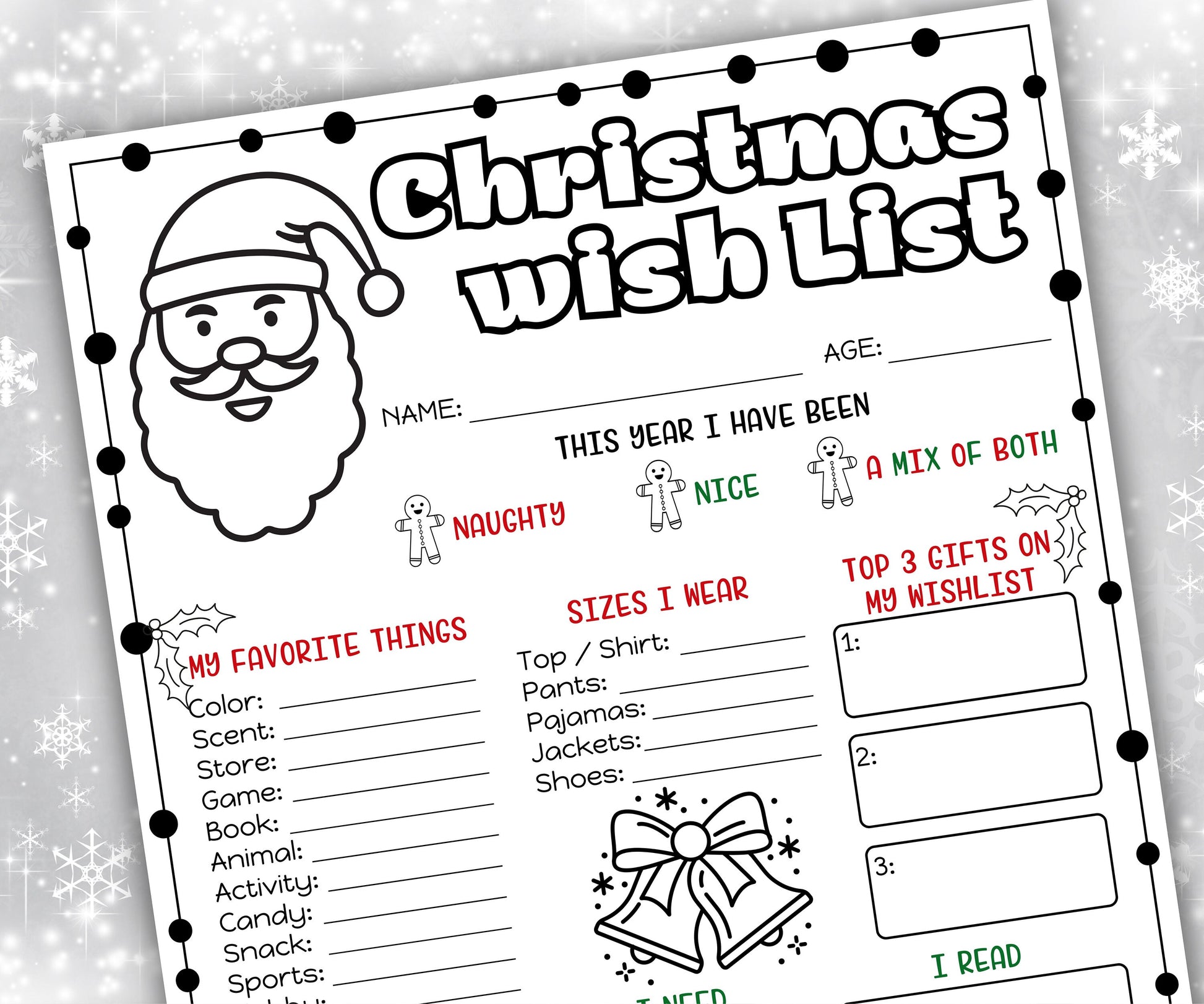 Printable Letter To Santa | Letter To Santa Claus | Letter To Santa Coloring Page | Christmas Santa Letter | Printable Template-Christmas -TheHustlingCatLady-Stickers, Labels & Tags