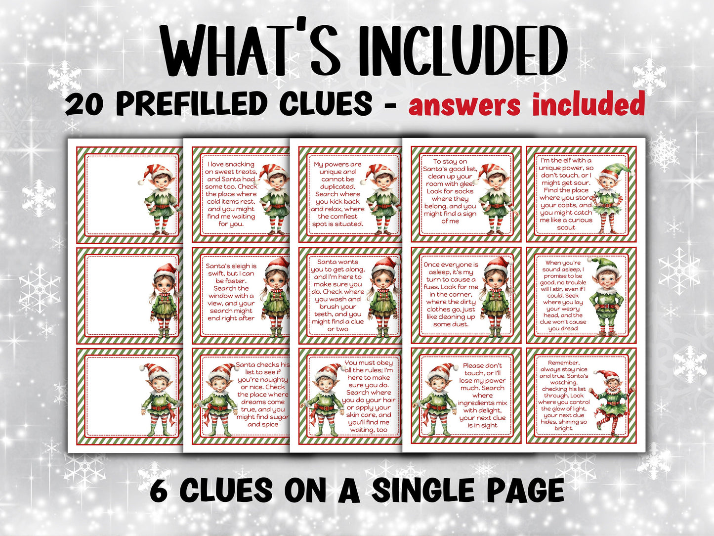 Elf Scavenger Hunt | Elf Props | Printable Elf Game | Christmas Elves Kid Treasure Hunt Clues | Elf Arrival Family Games | Mischief Elf game-Christmas -TheHustlingCatLady-Party Games