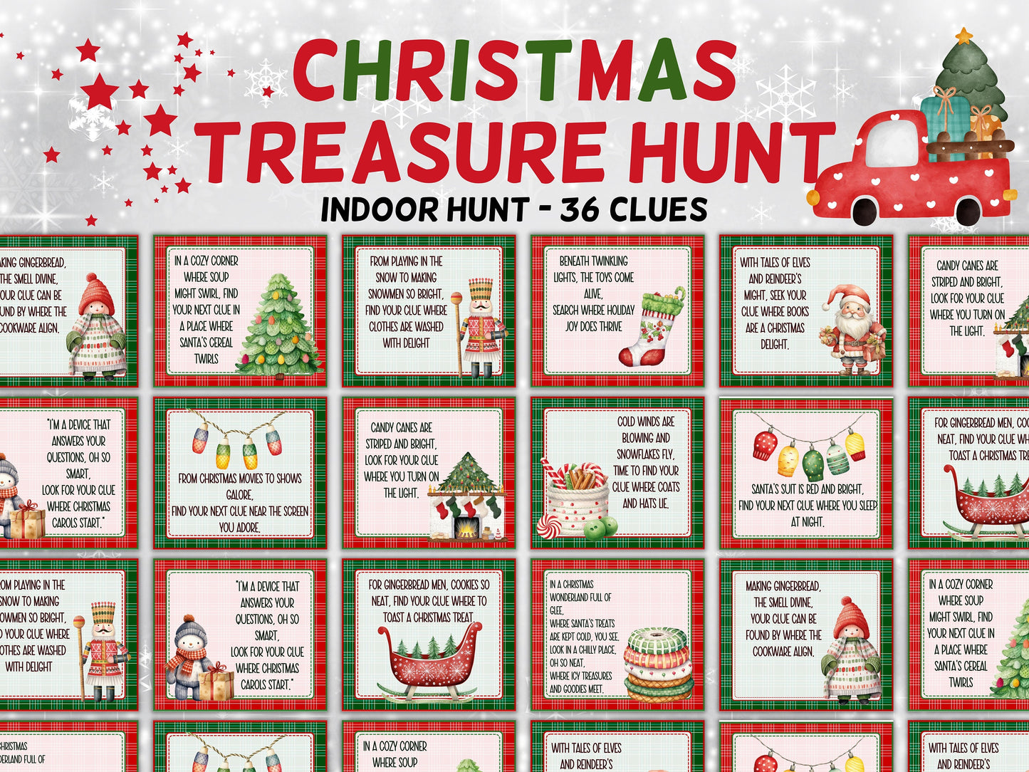 Xmas Scavenger Hunt Activity | Indoor Scavenger Hunt | Christmas Elf Scavenger Hunt | Christmas Printable Games For Kids | Games And Puzzles-Christmas -TheHustlingCatLady-Party Games