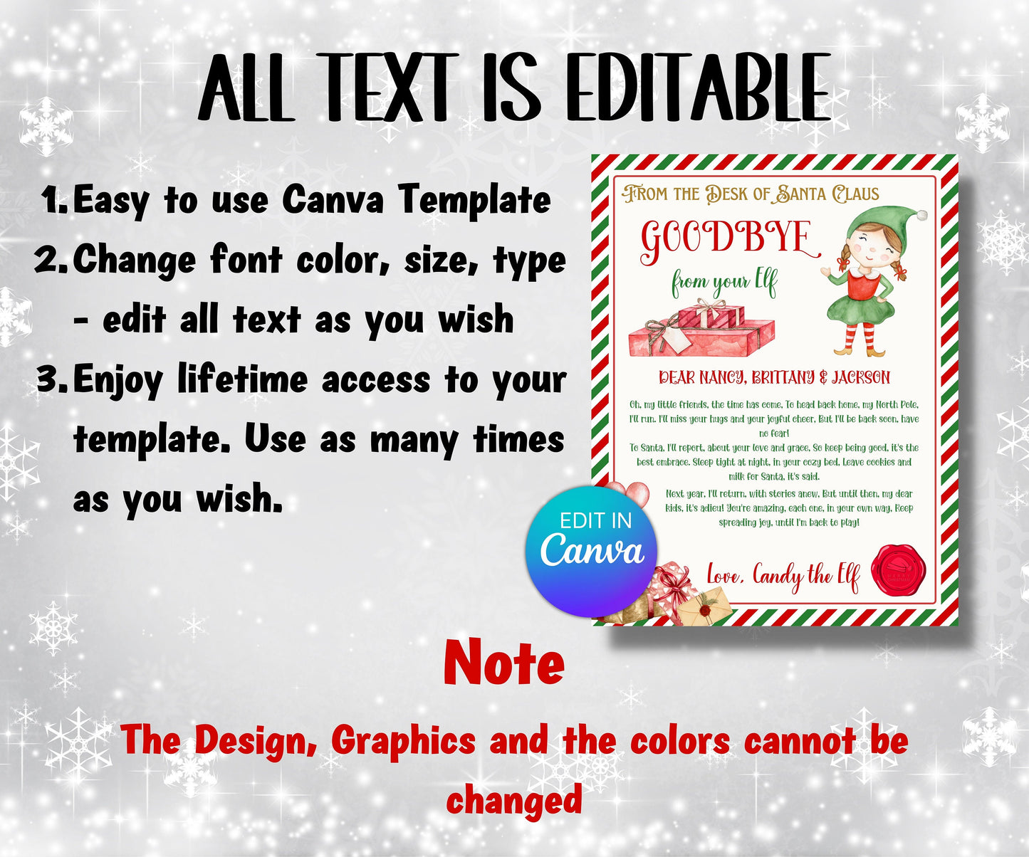 Elf is back letter, Elf arrival letter, elf return letter, elf goodbye letter, Letter from Elf pack, From the desk of, Canva Template, edit-Christmas -TheHustlingCatLady-Calendars & Planners