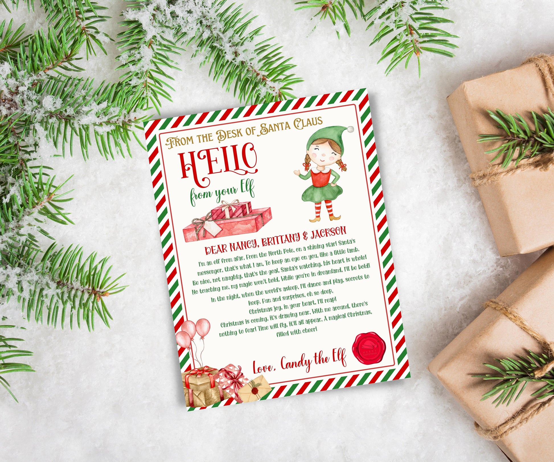 Elf is back letter, Elf arrival letter, elf return letter, elf goodbye letter, Letter from Elf pack, From the desk of, Canva Template, edit-Christmas -TheHustlingCatLady-Calendars & Planners