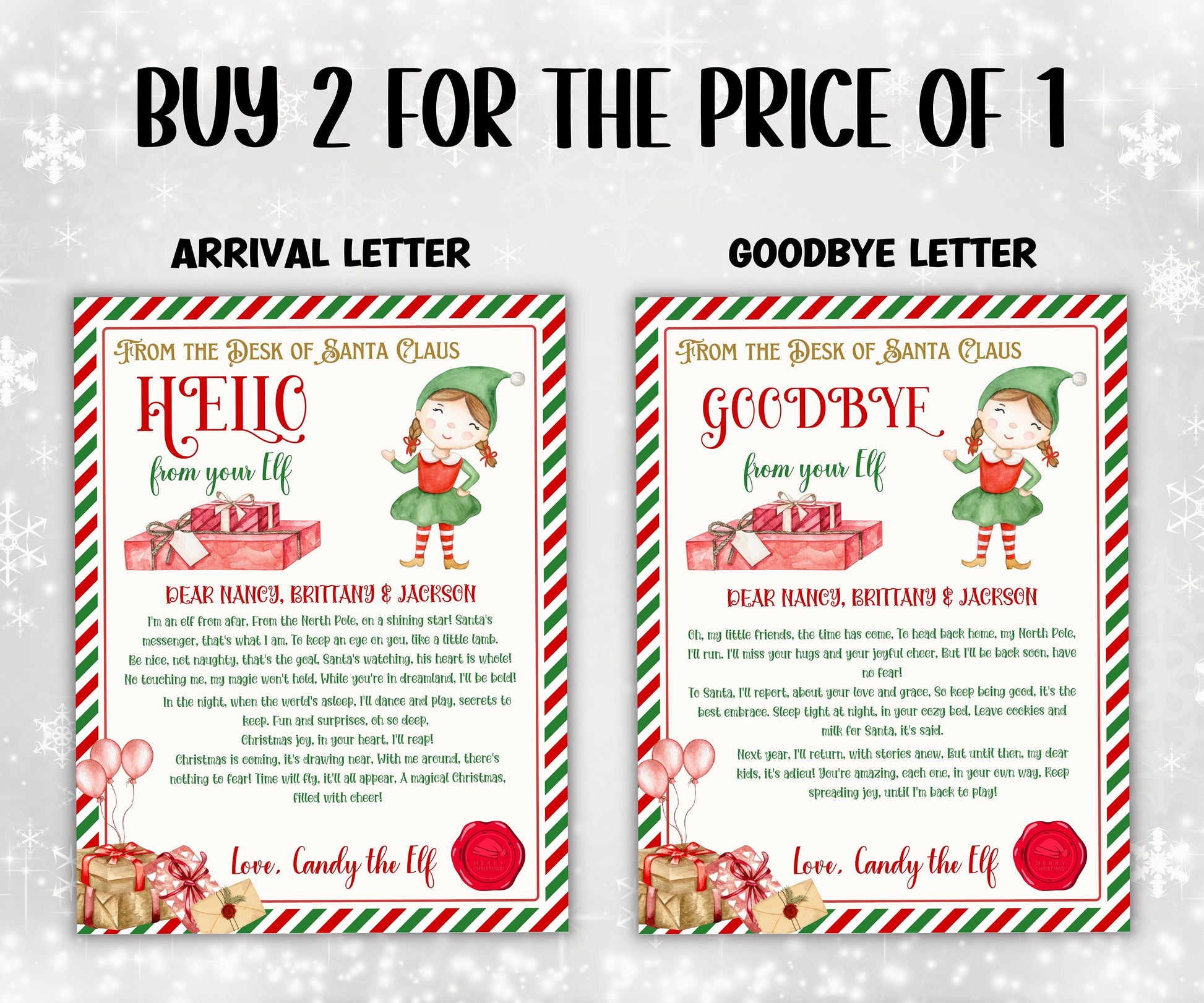 Elf is back letter, Elf arrival letter, elf return letter, elf goodbye letter, Letter from Elf pack, From the desk of, Canva Template, edit-Christmas -TheHustlingCatLady-Calendars & Planners