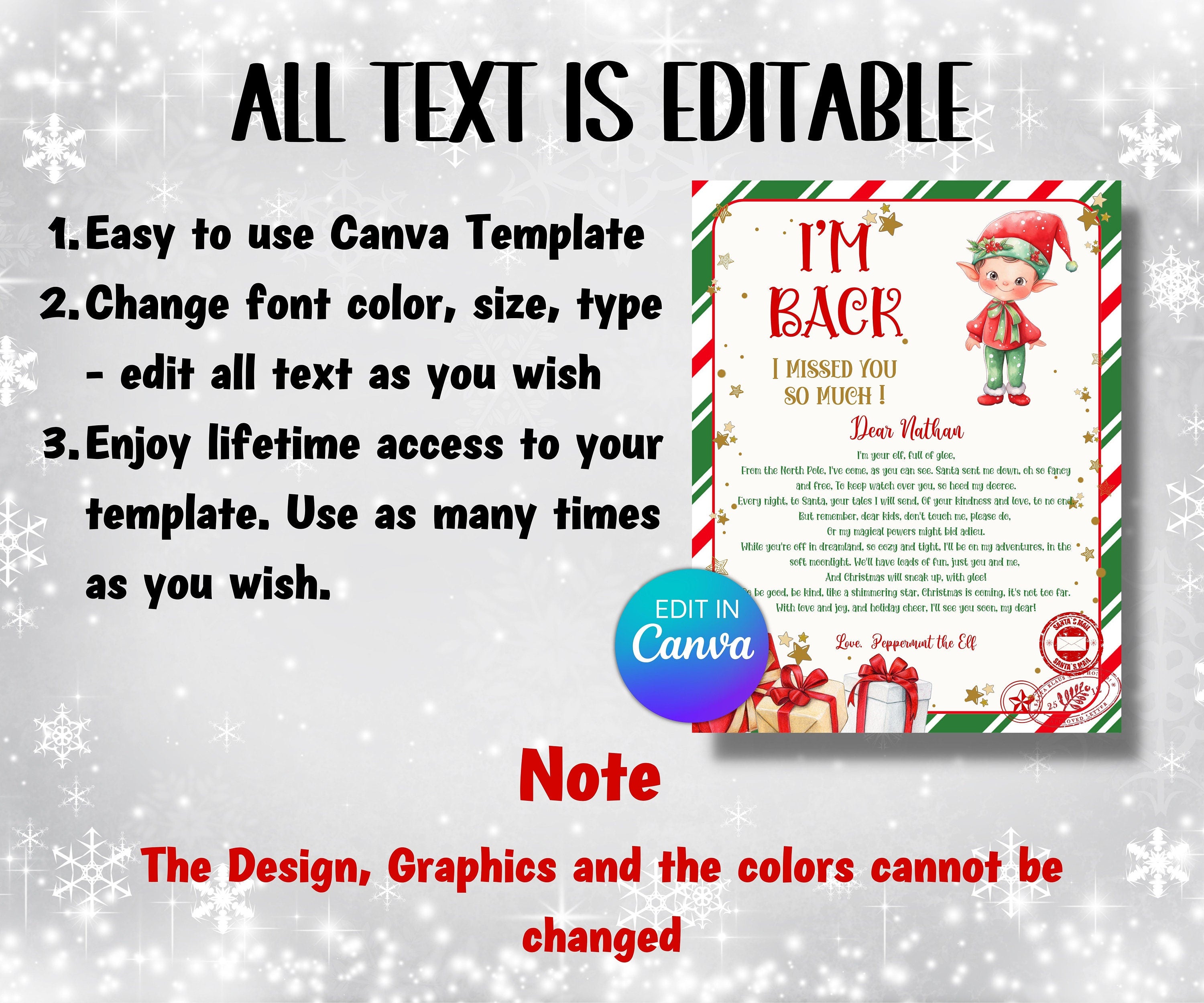 Hello from elf, Elf Arrival letter, I'm back letter, from elf, Christmas elf letter, to kids, from elf, Digital Editable, I'm back elf-Christmas -TheHustlingCatLady-Templates