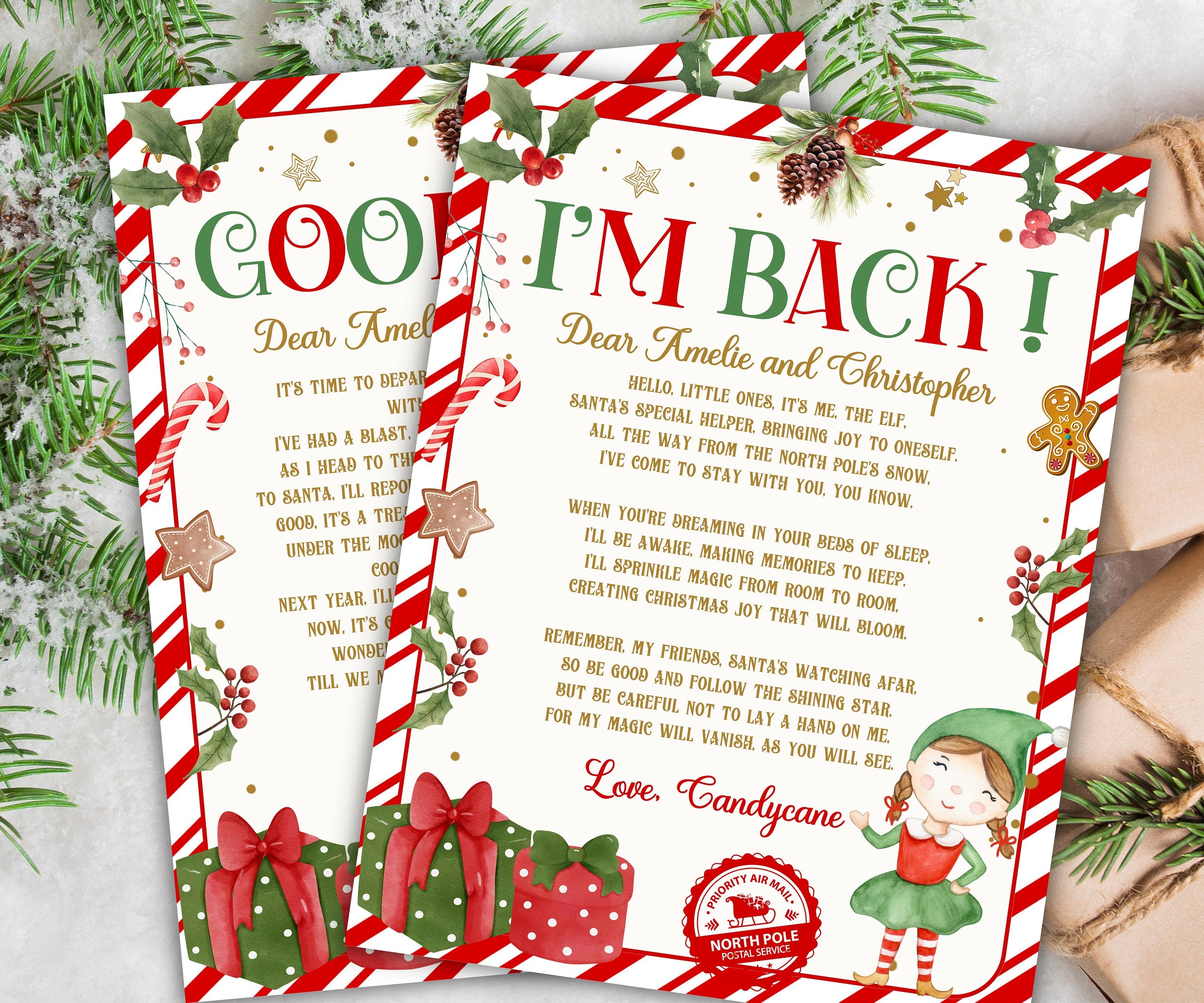 Editable Elf Arrival Letter, Return Letter, Christmas Elf, I'm Back, Elf Welcome, Christmas Elf Letter, From Your Elf, Printable Template-Christmas -TheHustlingCatLady-Calendars & Planners