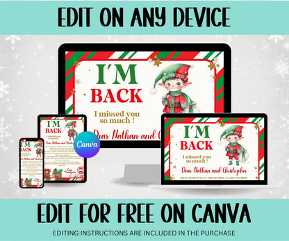 Baby elf, I'm back elf letter, kids teens elf letter, elf welcome letter, Christmas Elf letter, Printable elf letter, elf staging, santa-Christmas -TheHustlingCatLady-Templates