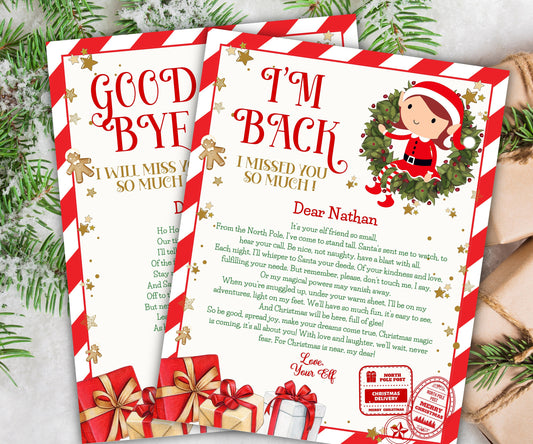 Elf Christmas Kit, Welcome Back Elf, Elf Arrival Box, Christmas Activities, Printable Elf, I’m back, elf arrival, return letter, goodbye-Christmas -TheHustlingCatLady-Templates