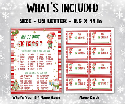 Elf name tag game, Kids Christmas, Elf name board sign, Elf name generator, Christmas activities, Holiday party games, What's Your Elf name-Christmas -TheHustlingCatLady-Stickers, Labels & Tags