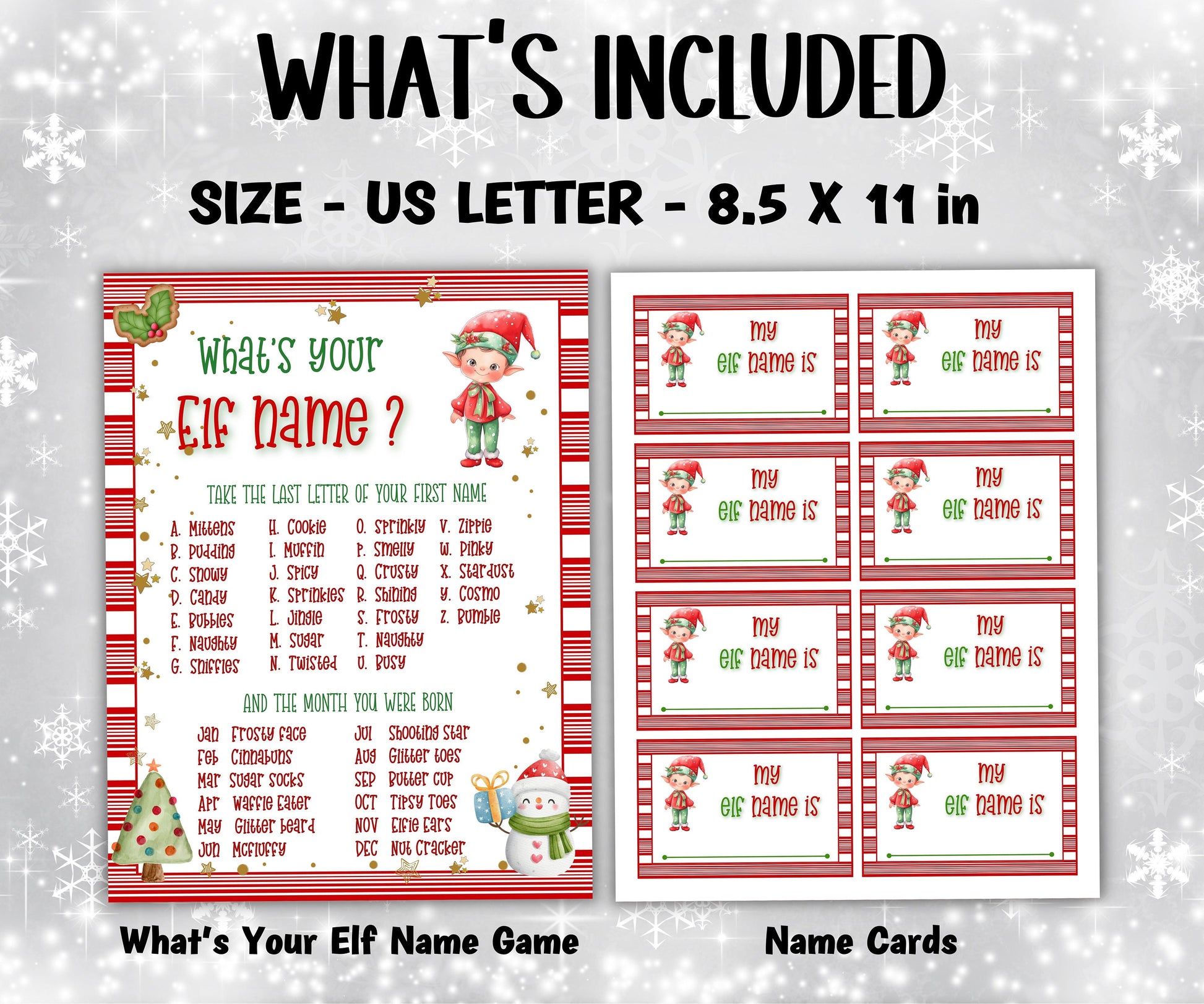 Elf name tag game, Kids Christmas, Elf name board sign, Elf name generator, Christmas activities, Holiday party games, What's Your Elf name-Christmas -TheHustlingCatLady-Stickers, Labels & Tags