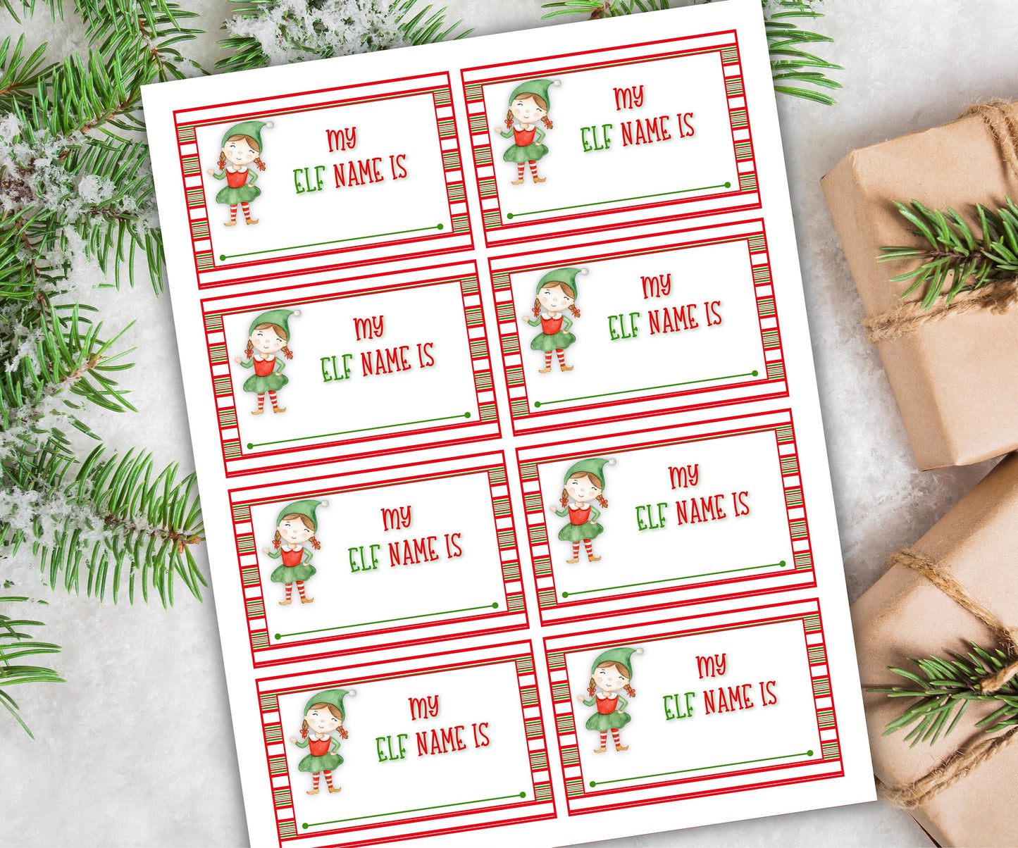 Kids Christmas, Elf name board sign, Elf name generator, Christmas activities, Holiday party games, What's Your Elf name, Elf name tag game-Christmas -TheHustlingCatLady-Stickers, Labels & Tags