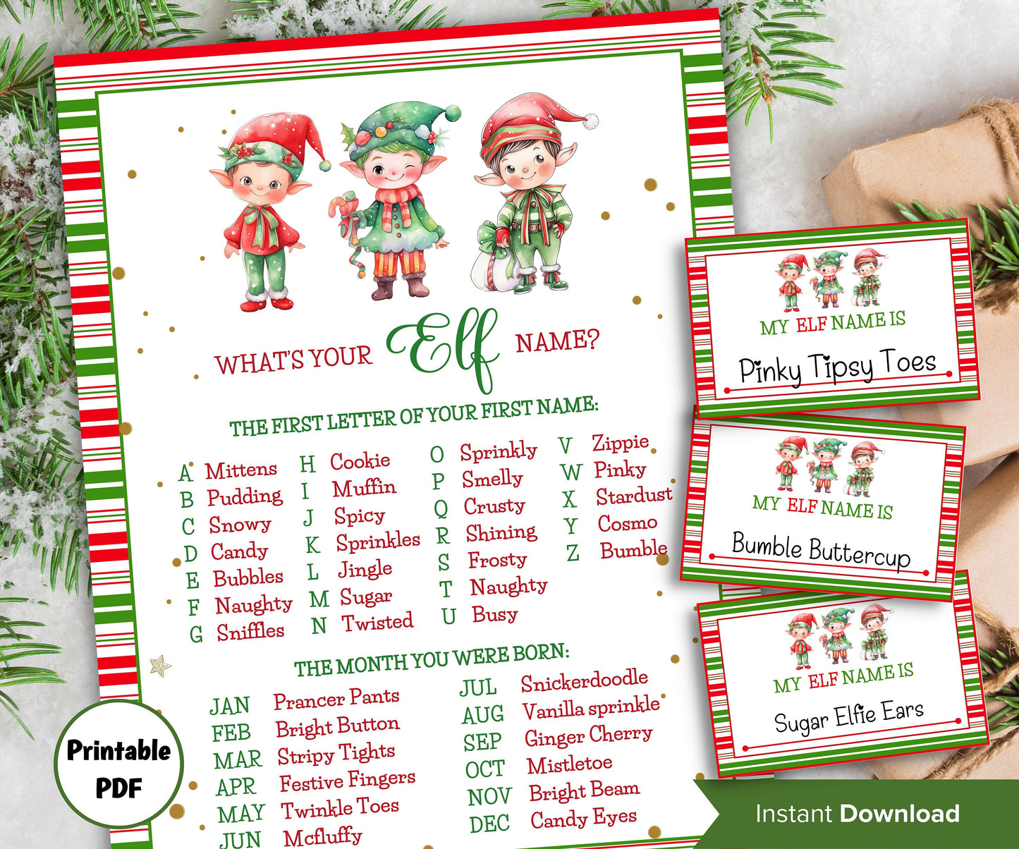 Elf name generator, Christmas activities, Holiday party games, What's Your Elf name, Elf name tag game, Kids Christmas, Elf name board sign-Christmas -TheHustlingCatLady-Stickers, Labels & Tags