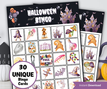 Halloween Bingo | Fun Halloween Games | Halloween Games Printable | Kids Halloween Party Games | Halloween Activity | 2 cards Per Page-Halloween Printables -TheHustlingCatLady-Party Games