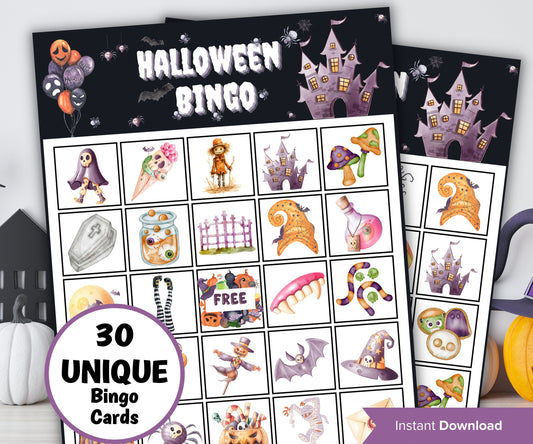 Halloween Bingo | Fun Halloween Games | Halloween Games Printable | Kids Halloween Party Games | Halloween Activity | 2 cards Per Page-Halloween Printables -TheHustlingCatLady-Party Games