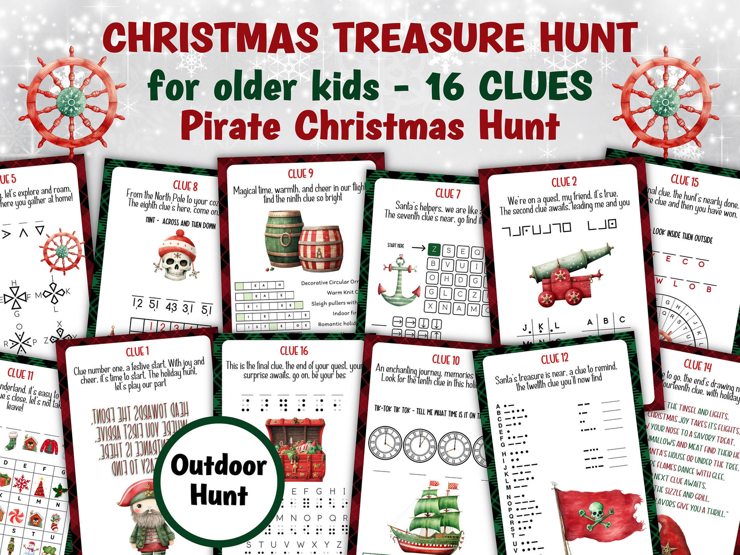 Pirate Treasure Hunt Christmas Activity | Outdoor Scavenger Hunt | Christmas Pirate Scavenger Hunt | Christmas Printable Games For teens-Christmas -TheHustlingCatLady-Party Games