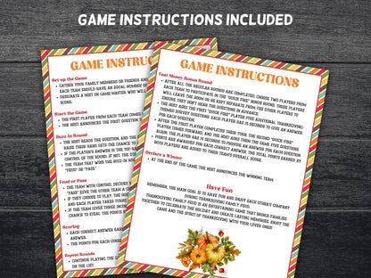 Friendsgiving Friendly Family Feud, Family Quiz, Thanksgiving Quiz, Trivia game night, family game night, Family Game, Office Party, TH02-Thanksgiving -TheHustlingCatLady-Party Games