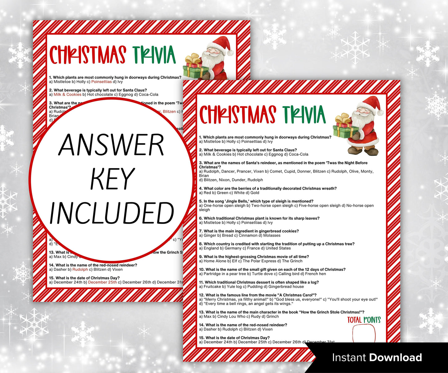 Christmas Trivia Game | Holiday Party Games | Family Christmas Game | Printable Trivia | Holiday Trivia | Christmas Day | Kids & Adults-Christmas -TheHustlingCatLady-Party Games