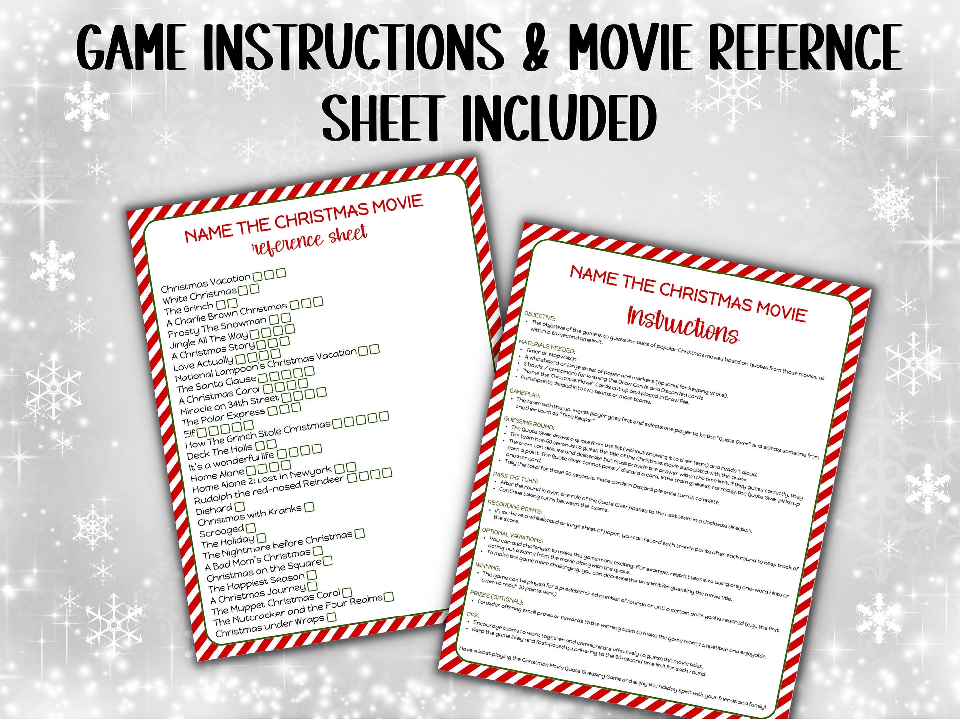 Name the Christmas Movie Game I Adult Christmas I Office Coworkers Game I Festive Brunch Ideas I Office Trivia Night I Printable Xmas Party-Christmas -TheHustlingCatLady-Party Games