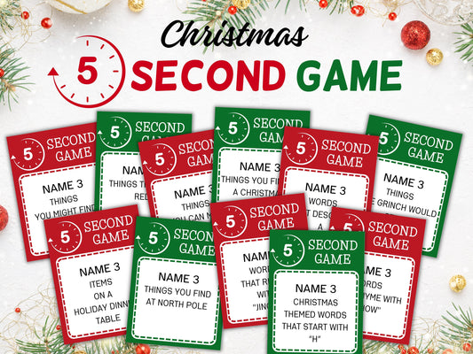 5 second christmas game I Office Coworkers Game I Festive Brunch Ideas I Office game Night I Printable Xmas Party I Classroom Christmas-Christmas -TheHustlingCatLady-Party Games