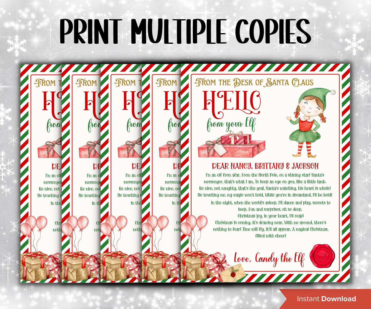 Elf is back letter, Elf arrival letter, elf return letter, elf goodbye letter, Letter from Elf pack, From the desk of, Canva Template, edit-Christmas -TheHustlingCatLady-Calendars & Planners