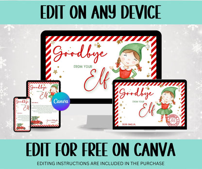 Letter from Elf pack, elf arrival letter, elf return letter, elf goodbye letter, Elf is back letter, From the desk of Santa Claus, Canva-Christmas -TheHustlingCatLady-Stickers, Labels & Tags