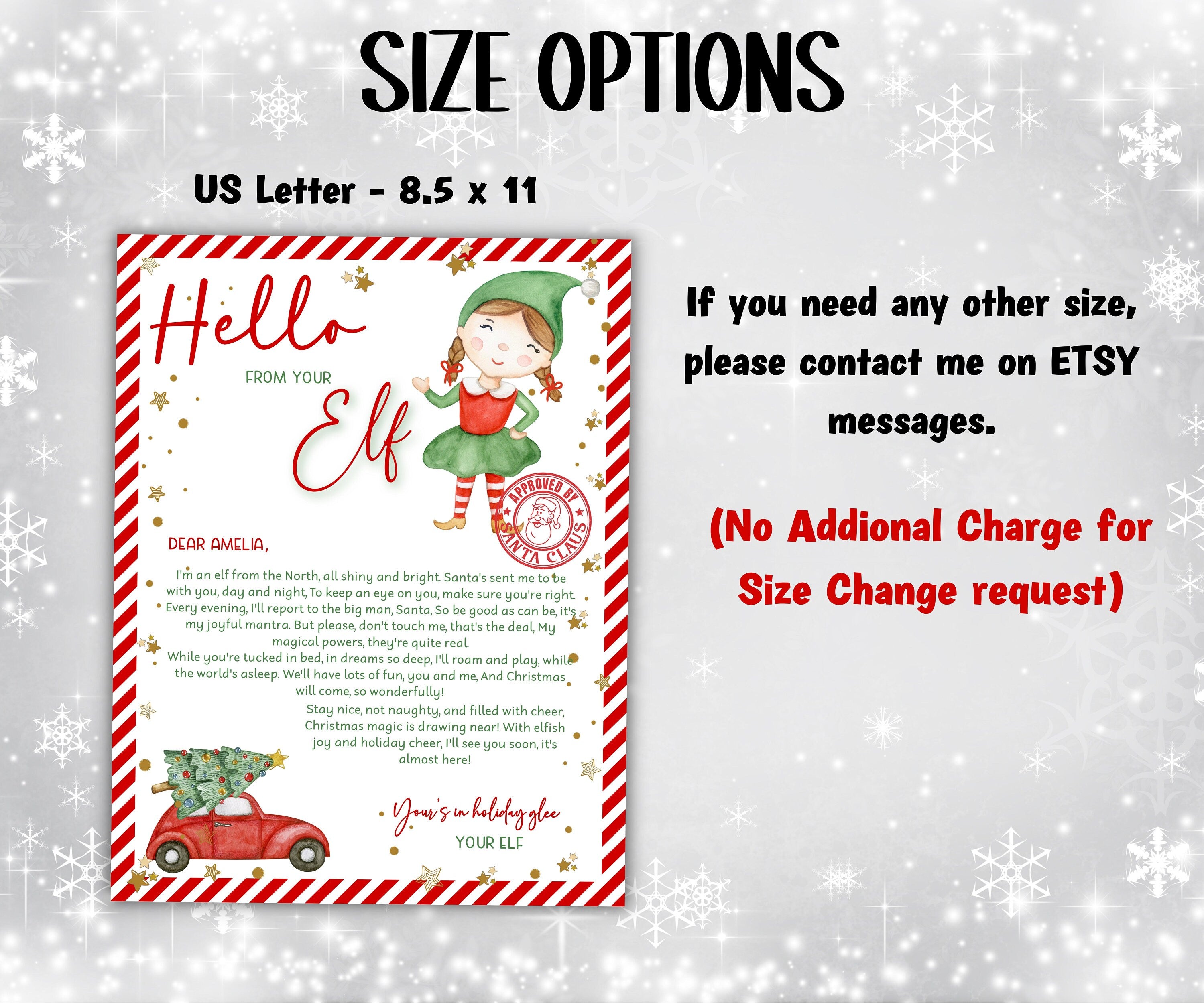 Letter from Elf pack, elf arrival letter, elf return letter, elf goodbye letter, Elf is back letter, From the desk of Santa Claus, Canva-Christmas -TheHustlingCatLady-Stickers, Labels & Tags