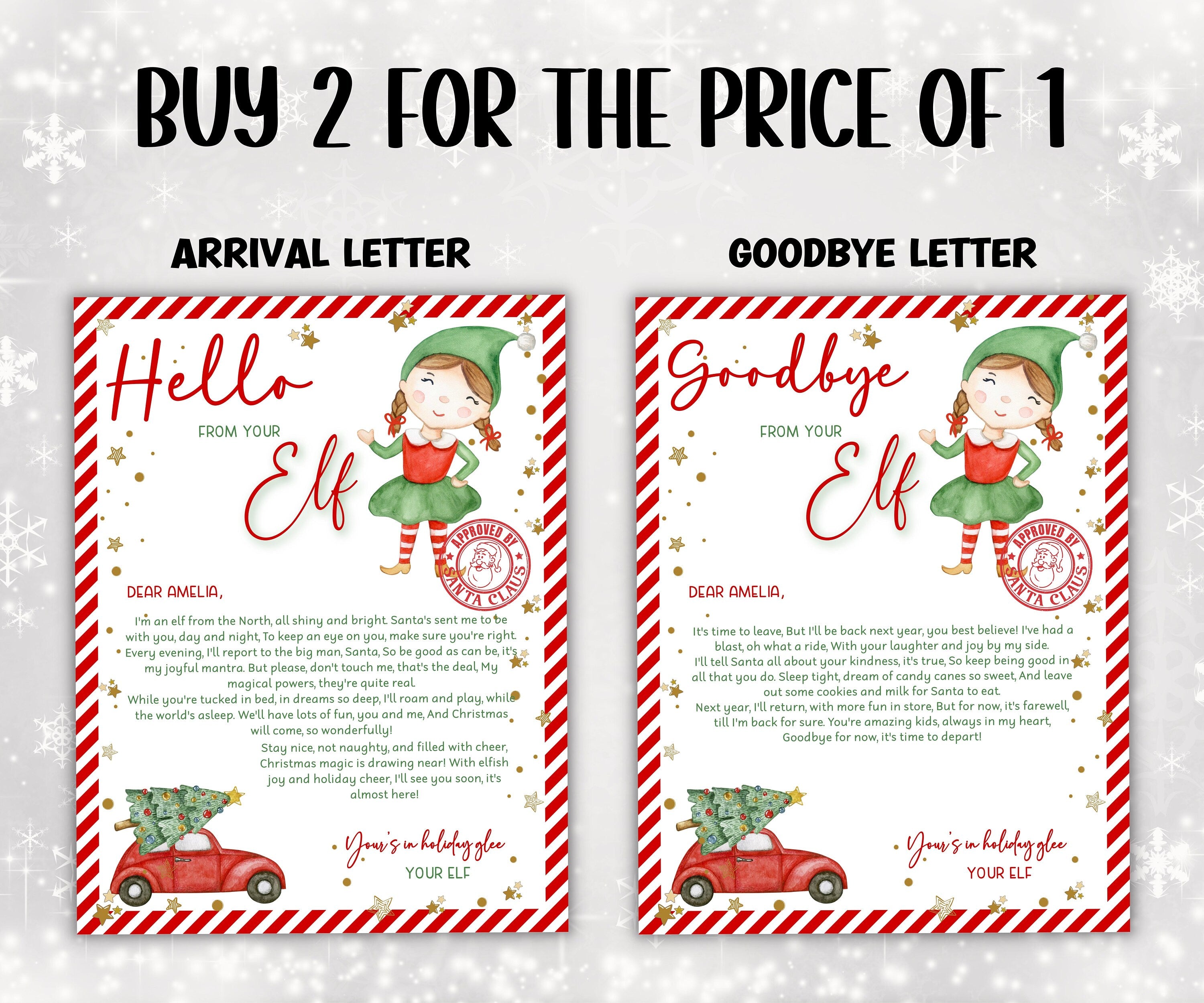 Letter from Elf pack, elf arrival letter, elf return letter, elf goodbye letter, Elf is back letter, From the desk of Santa Claus, Canva-Christmas -TheHustlingCatLady-Stickers, Labels & Tags