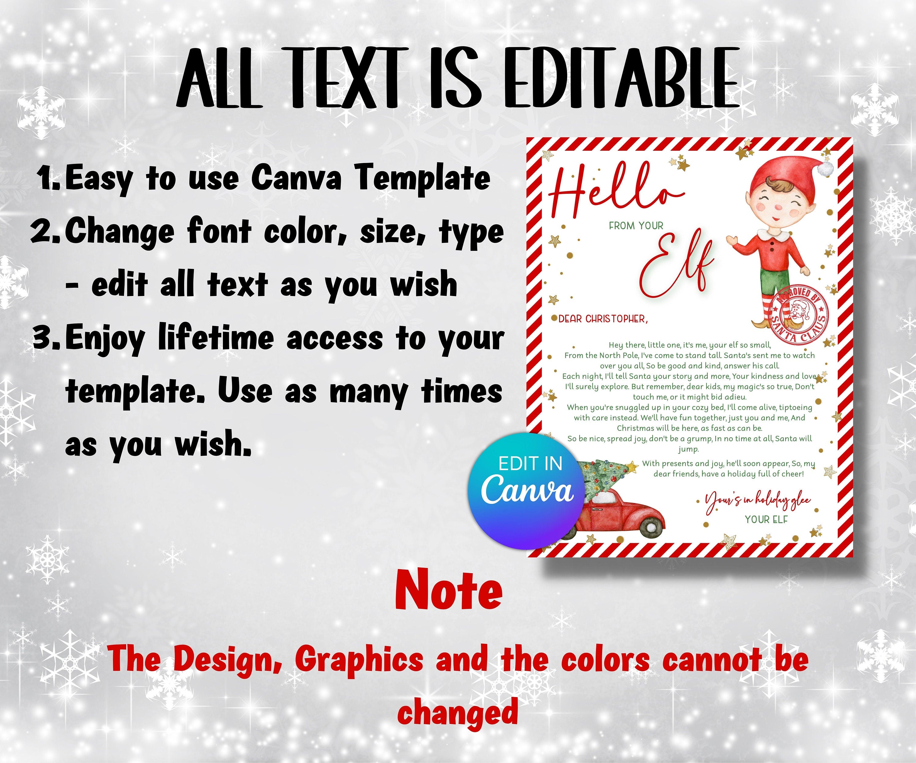 Elf arrival letter, elf return letter, elf goodbye letter, Letter from Elf pack, Elf is back letter, Canva Template, Elf Mail Label notes-Christmas -TheHustlingCatLady-Calendars & Planners