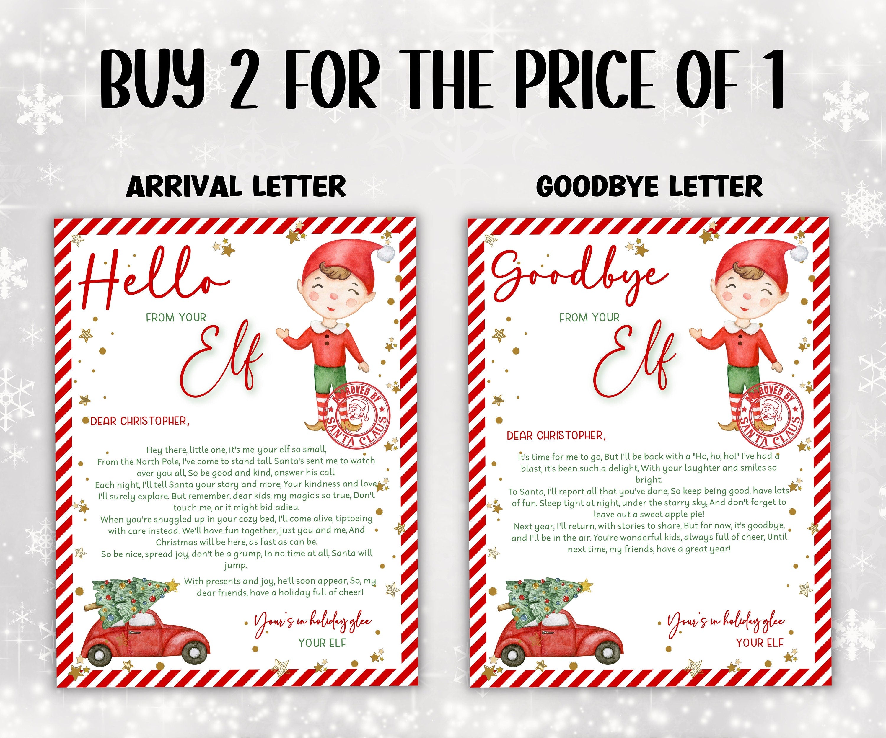 Elf arrival letter, elf return letter, elf goodbye letter, Letter from Elf pack, Elf is back letter, Canva Template, Elf Mail Label notes-Christmas -TheHustlingCatLady-Calendars & Planners