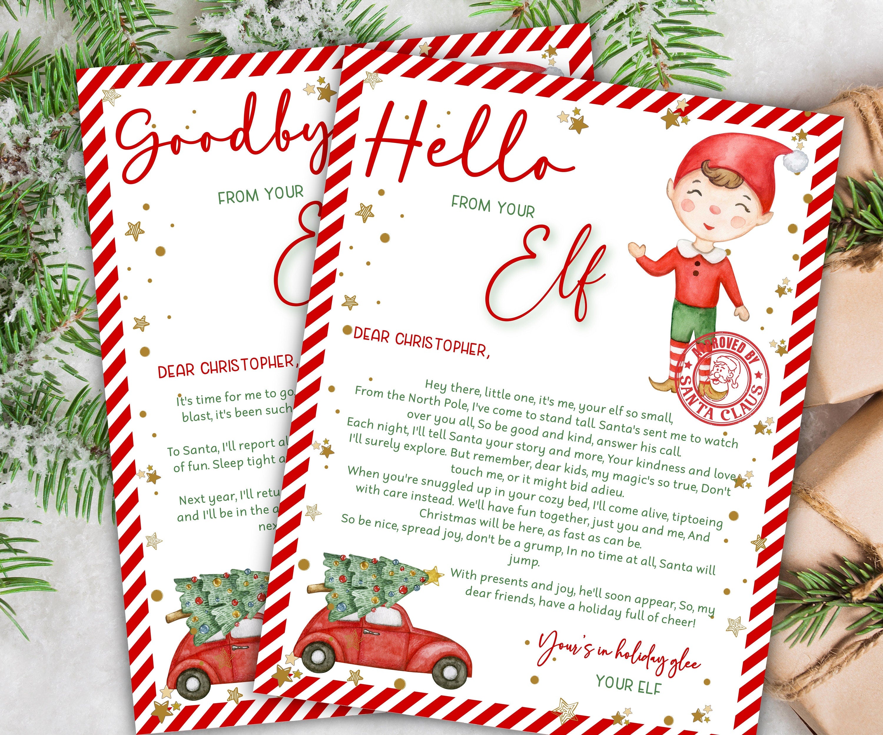 Elf arrival letter, elf return letter, elf goodbye letter, Letter from Elf pack, Elf is back letter, Canva Template, Elf Mail Label notes-Christmas -TheHustlingCatLady-Calendars & Planners