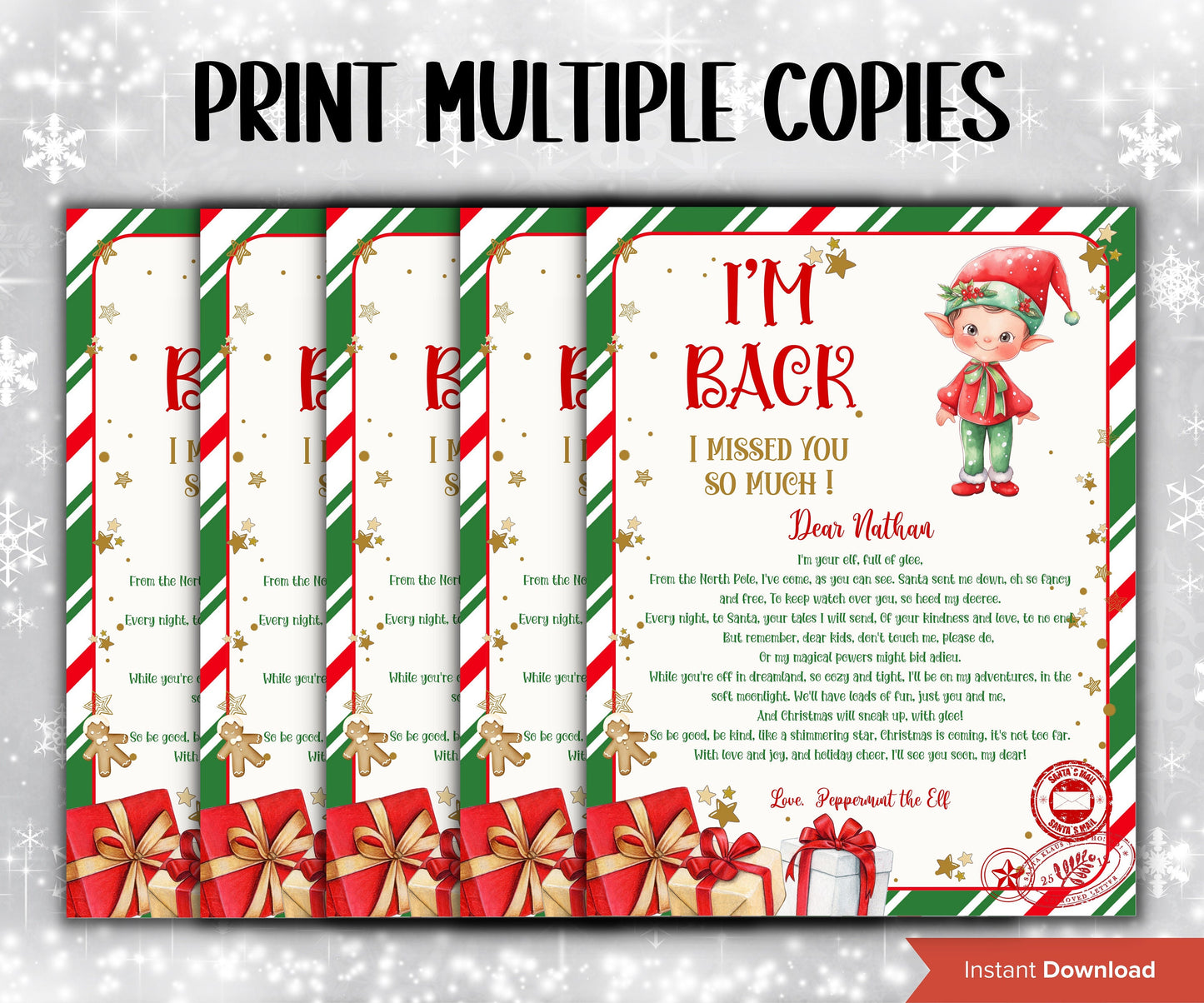 Hello from elf, Elf Arrival letter, I'm back letter, from elf, Christmas elf letter, to kids, from elf, Digital Editable, I'm back elf-Christmas -TheHustlingCatLady-Templates