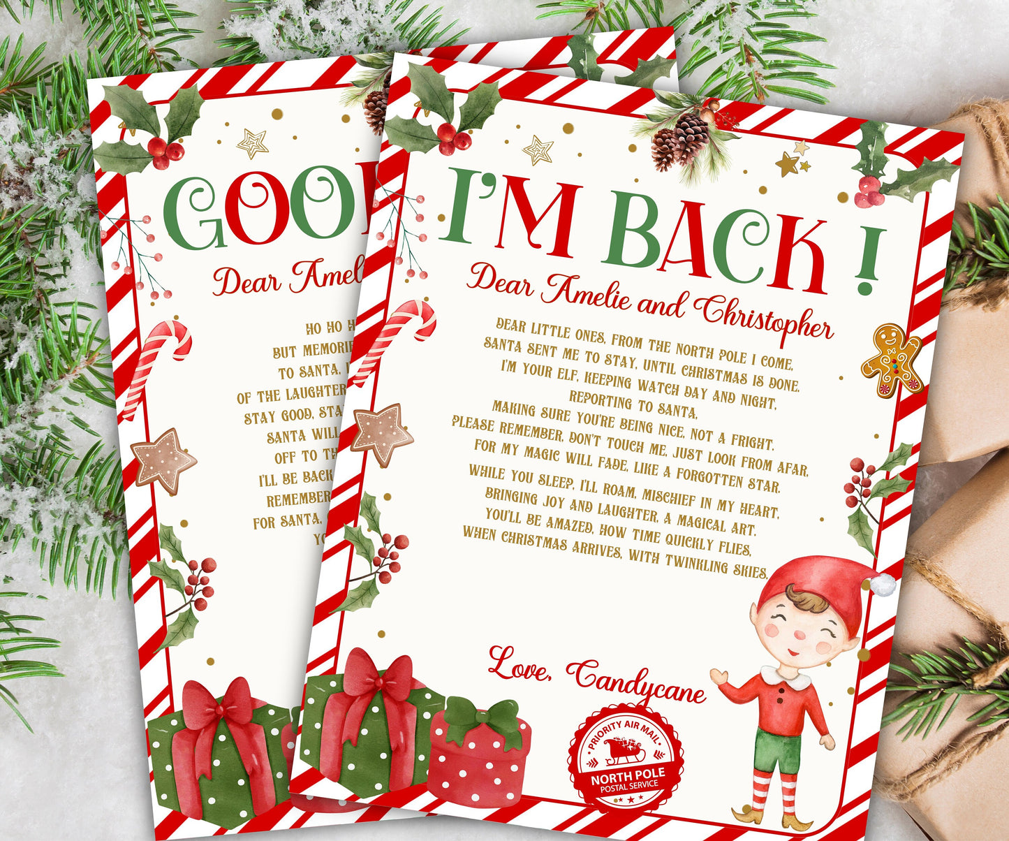 Elf Arrival | 30 Days Of Christmas | Elf Postcard | Elf Antics | Pre-Planned Elf Props | elf arrival letter I elf return letter I goodbye-Christmas -TheHustlingCatLady-Templates