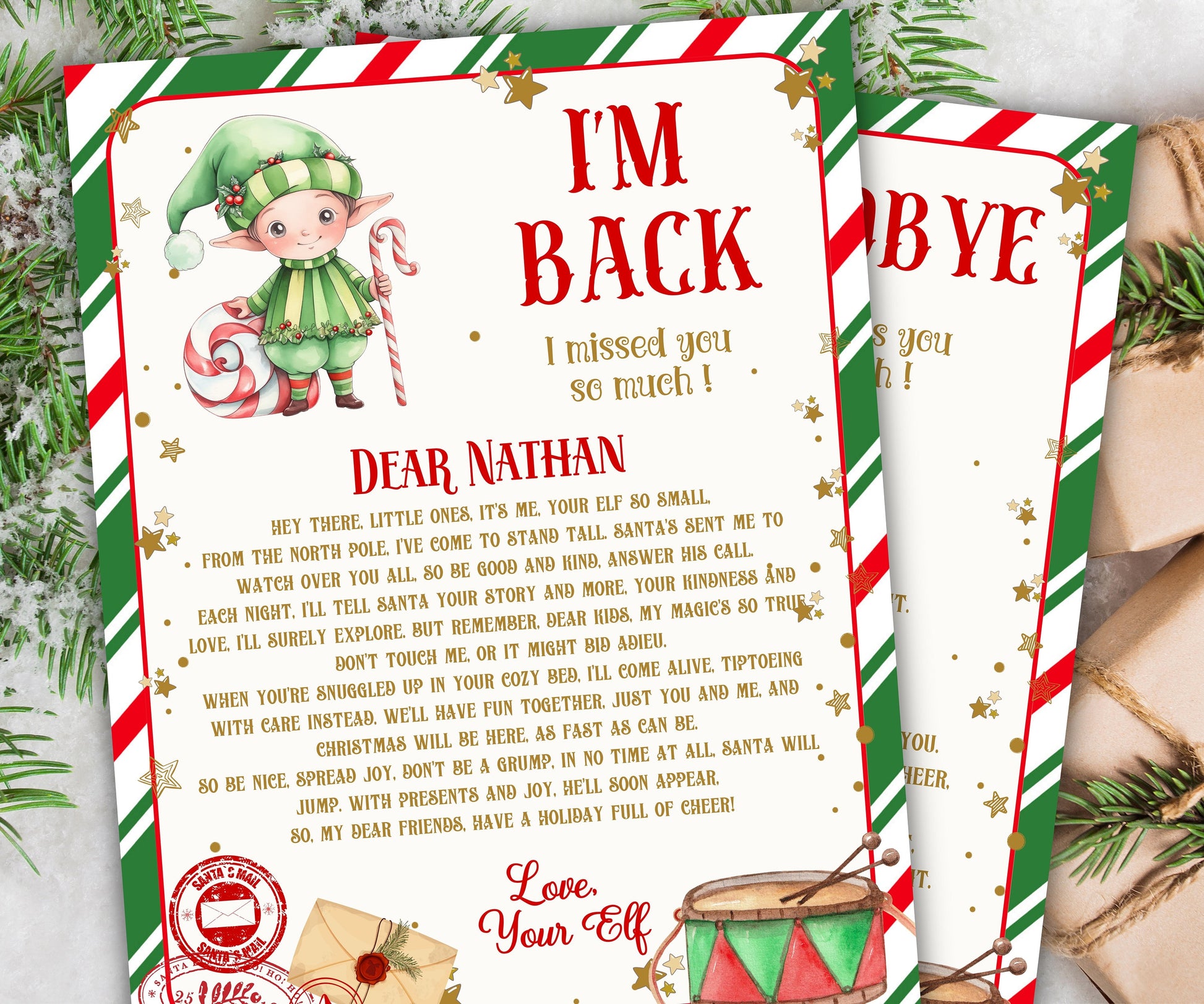 Welcome Boy Elf Activity, Editable Elf Letter, Elf Christmas letter, I'm back elf letter, goodbye elf, Christmas Activities, Elf Arrival Box-Christmas -TheHustlingCatLady-Templates