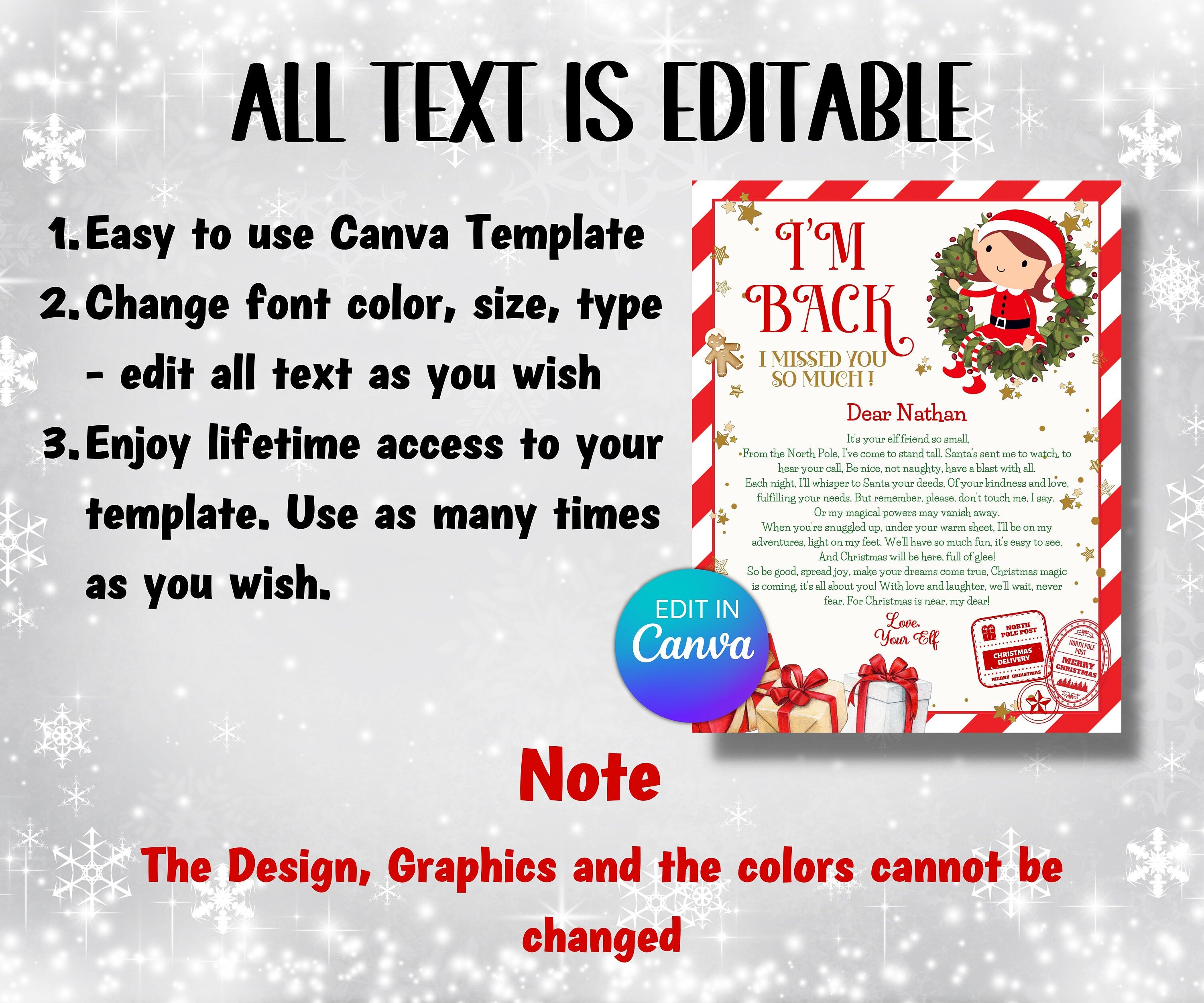 Elf Christmas Kit, Welcome Back Elf, Elf Arrival Box, Christmas Activities, Printable Elf, I’m back, elf arrival, return letter, goodbye-Christmas -TheHustlingCatLady-Templates