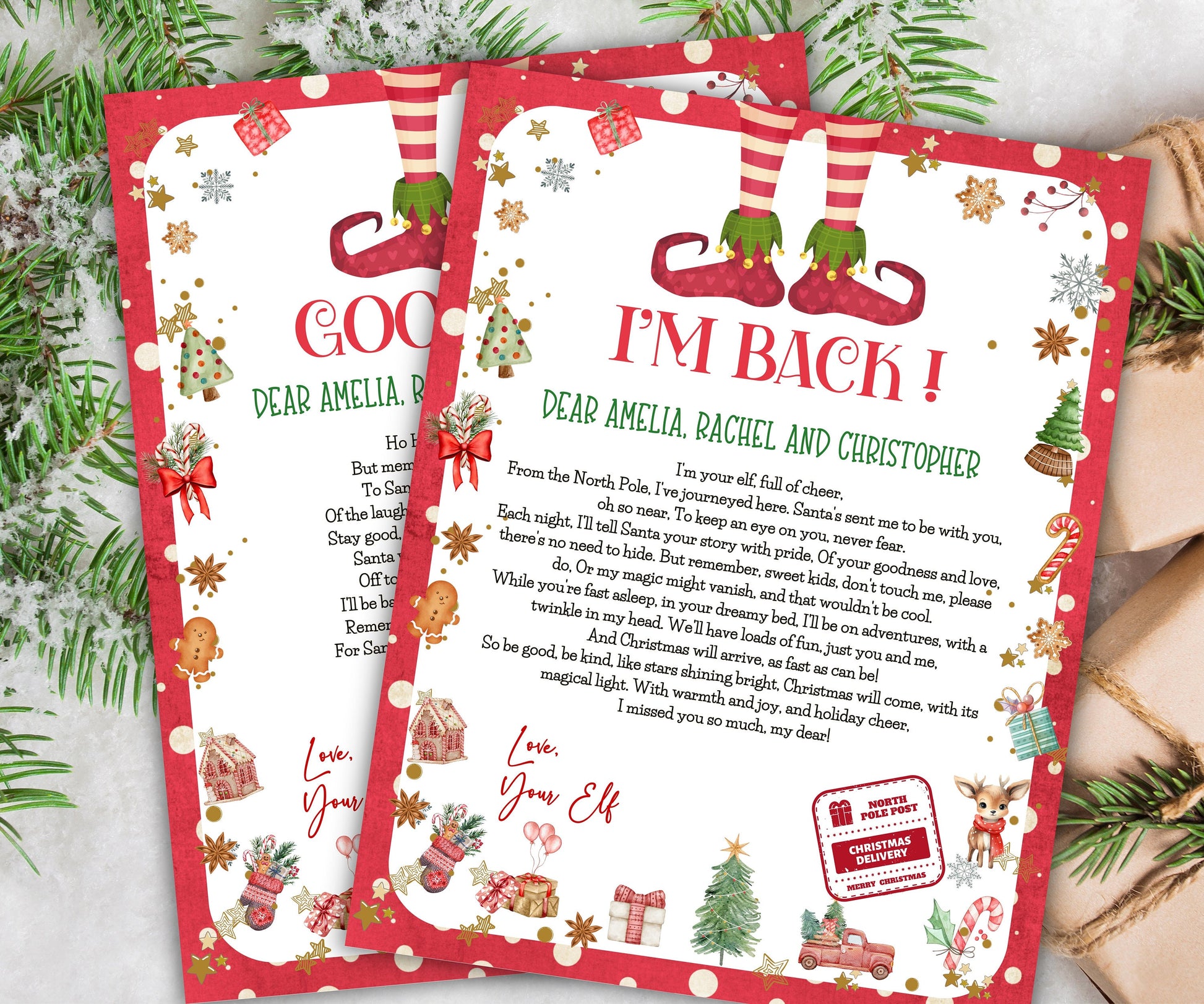 Editable Elf Feet, Arrival Letter, Return Letter, Christmas Elf, I'm Back, Elf Welcome, Christmas Elf, Letter From Your Elf Printable-Christmas -TheHustlingCatLady-Calendars & Planners