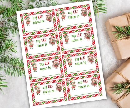 What's Your Elf name, Elf name tag game, Kids Christmas, Elf name board sign, Elf name generator, Christmas activities, Holiday party games-Christmas -TheHustlingCatLady-Stickers, Labels & Tags