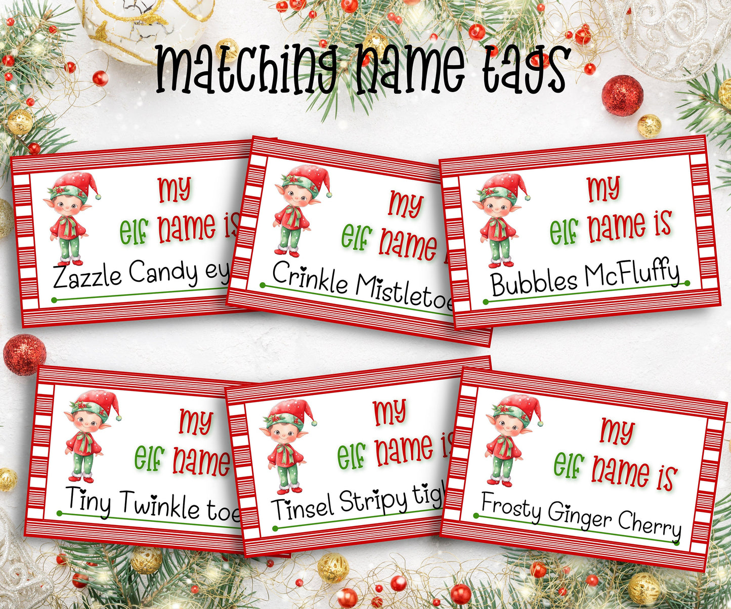 Elf name tag game, Kids Christmas, Elf name board sign, Elf name generator, Christmas activities, Holiday party games, What's Your Elf name-Christmas -TheHustlingCatLady-Stickers, Labels & Tags