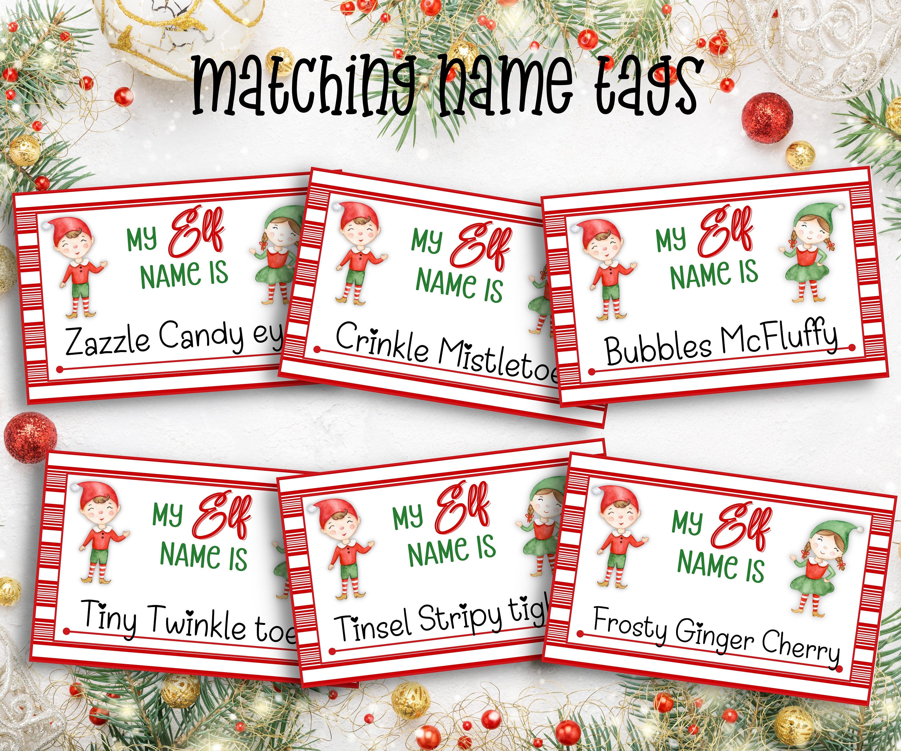 Elf name board sign, Elf name generator, Christmas activities, Holiday party games, What's Your Elf name, Elf name tag game, Kids Christmas-Christmas -TheHustlingCatLady-Stickers, Labels & Tags