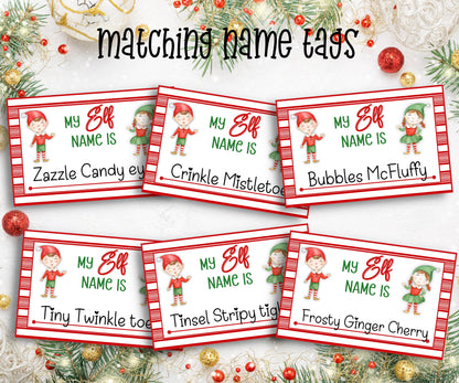 Elf name board sign, Elf name generator, Christmas activities, Holiday party games, What's Your Elf name, Elf name tag game, Kids Christmas-Christmas -TheHustlingCatLady-Stickers, Labels & Tags