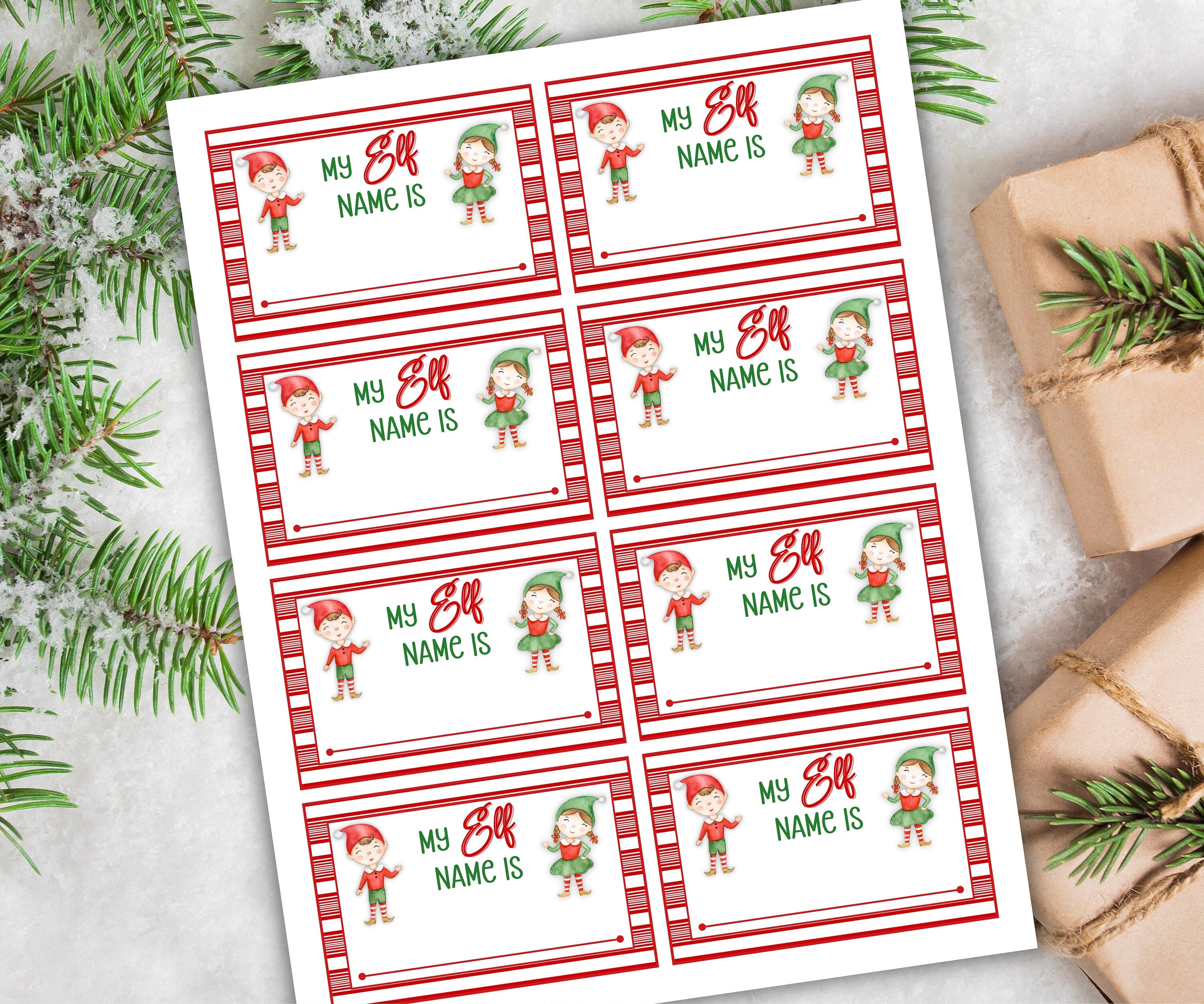 Elf name board sign, Elf name generator, Christmas activities, Holiday party games, What's Your Elf name, Elf name tag game, Kids Christmas-Christmas -TheHustlingCatLady-Stickers, Labels & Tags