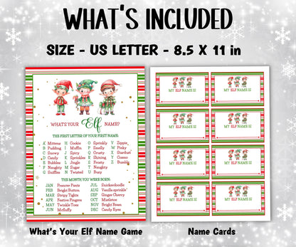 Elf name generator, Christmas activities, Holiday party games, What's Your Elf name, Elf name tag game, Kids Christmas, Elf name board sign-Christmas -TheHustlingCatLady-Stickers, Labels & Tags