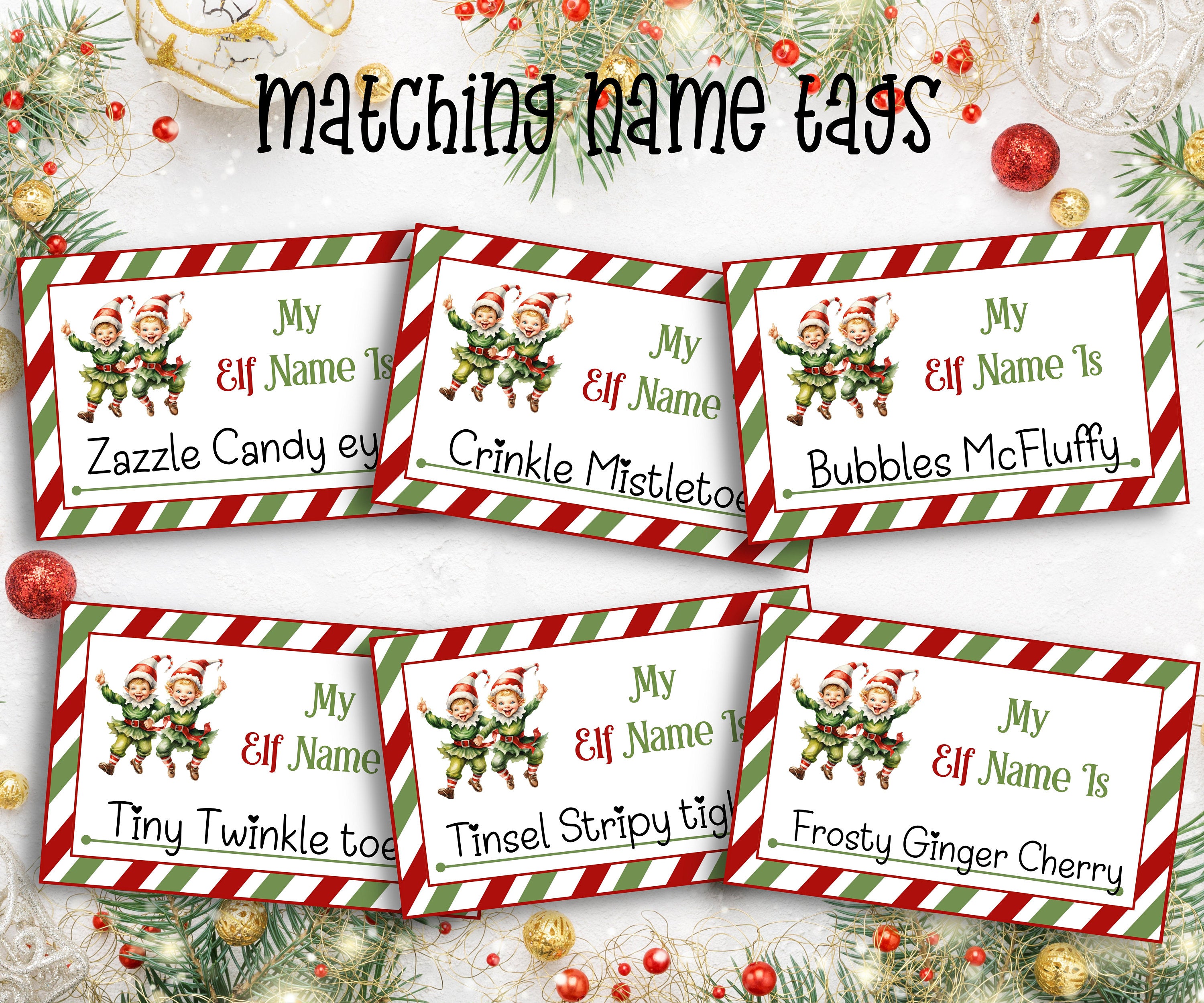 Holiday party games, Kids Christmas, Elf name board sign, Elf name generator, Christmas activities, What's Your Elf name, Elf name tag game-Christmas -TheHustlingCatLady-Stickers, Labels & Tags